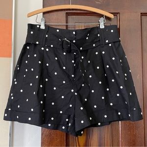 Sezane Roam Shorts Black White Polka Dot size 44 US 12
